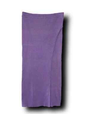 Purple Ribbed Knit Midi Skirt with Side Slit by Molly Green